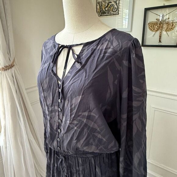 Z Supply Camila Mini Dress Shadow Grey Floral L - Picture 7 of 11